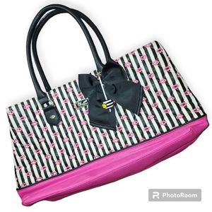 Vintage Betsey Johnson Neon Pink Lip Quilted Shoulder Bag Purse HTF